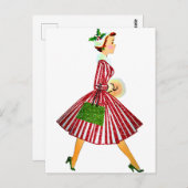 1950 Vintage Weihnachtsfrau Postkarte (Vorne/Hinten)