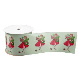1950 Vintage Weihnachtsfrau Satinband