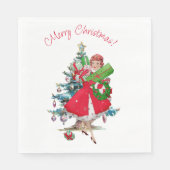 1950 Vintage Weihnachtsfrau Serviette (Vorderseite)