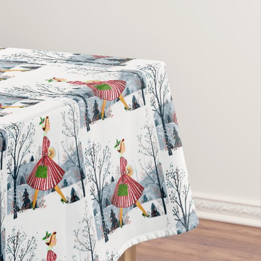 1950 Vintage Weihnachtsfrau Tischdecke (Beispiel)