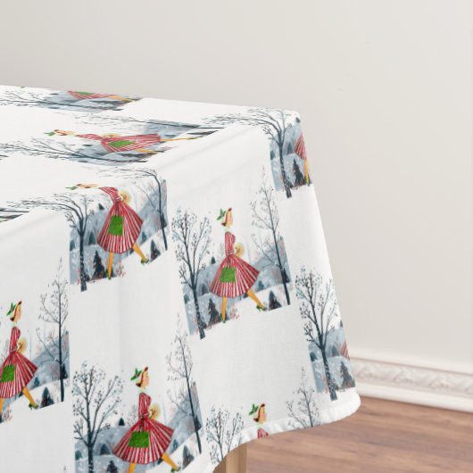 1950 Vintage Weihnachtsfrau Tischdecke (Beispiel)