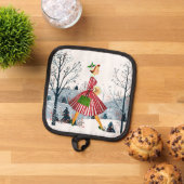 1950 Vintage Weihnachtsfrau Topflappen (Oben Unten)