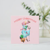 1950 Vintage Weihnachtsgrüße der Frau Karte (Stehend Vorderseite)