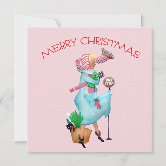 1950 Vintage Weihnachtsgrüße der Frau Karte (Vorderseite)