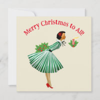 1950 Vintage Weihnachtsgrüße der Lady