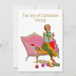 1950 Vintage Weihnachtsgrüße der Lady Feiertagskarte