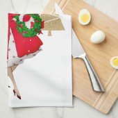 1950 Vintage Weihnachtsgrüße der Lady Geschirrtuch (Viertel Falte)