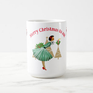 1950 Vintage Weihnachtsgrüße der Lady Kaffeetasse