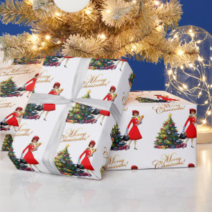 1950 Vintager Weihnachtskauf für Frauen Geschenkpapier