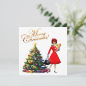 1950 Vintager Weihnachtskauf für Frauen Karte (Stehend Vorderseite)