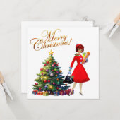 1950 Vintager Weihnachtskauf für Frauen Karte (Vorderseite/Rückseite Beispiel)