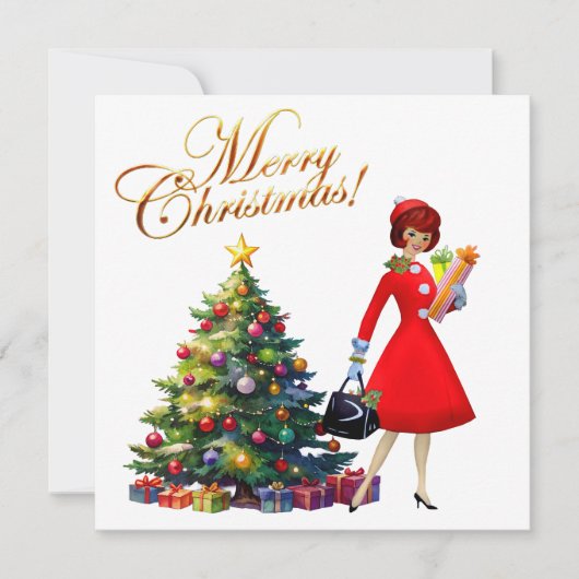 1950 Vintager Weihnachtskauf für Frauen Karte (Vorderseite)