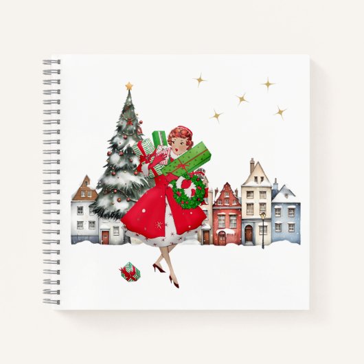 1950 Vintager Weihnachtskauf für Frauen Notizblock (Vorderseite)