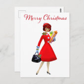 1950 Vintager Weihnachtskauf für Frauen Postkarte (Vorne/Hinten)