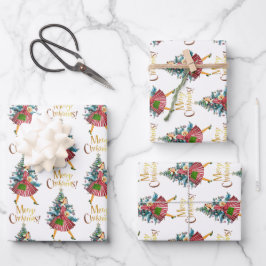 1950 Vintages Weihnachtsgeschäft für Lady Geschenkpapier Set