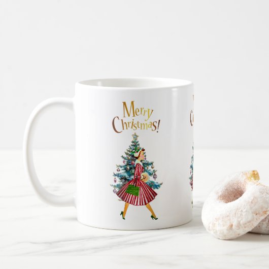 1950 Vintages Weihnachtsgeschäft für Lady Kaffeetasse (Mit Donut)