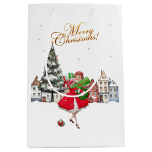 1950 Vintages Weihnachtsgeschäft für Lady Mittlere Geschenktüte