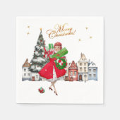 1950 Vintages Weihnachtsgeschäft für Lady Serviette (Vorderseite)