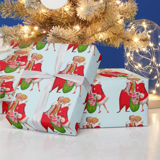 1950 Vintages Weihnachtspaar Geschenkpapier (Feiertage)