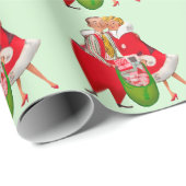 1950 Vintages Weihnachtspaar Geschenkpapier (Rolleneckpunkt)
