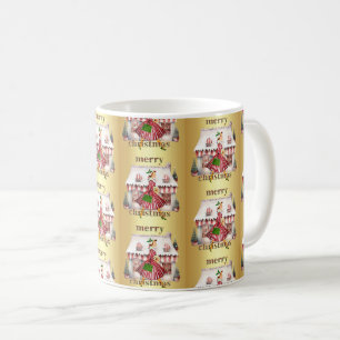 1950 Weihnachten Vintage-Dame Einkaufen Kaffeetasse