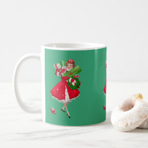 1950 Weihnachten Vintage-Dame Kaffeetasse