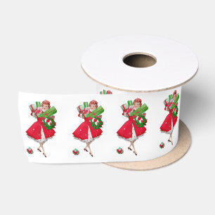1950 Weihnachten Vintage-Dame Satinband
