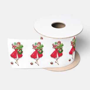 1950 Weihnachten Vintage-Dame Satinband