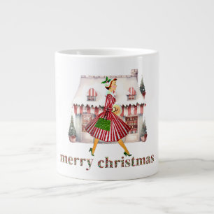 1950 Weihnachten Vintage Lady Einkaufen Jumbo-Tasse