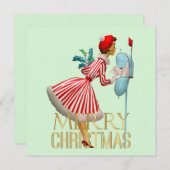 1950 Weihnachten Vintage Lady Frohe Weihnachten (Vorne/Hinten)