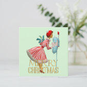 1950 Weihnachten Vintage Lady Frohe Weihnachten (Stehend Vorderseite)