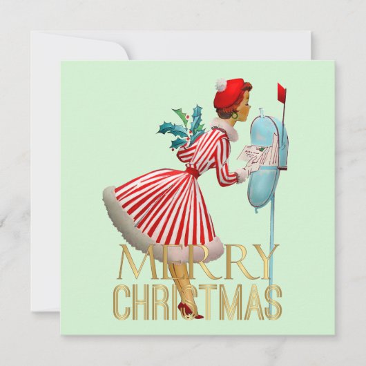 1950 Weihnachten Vintage Lady Frohe Weihnachten (Vorderseite)