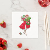 1950 Weihnachten Vintage Lady Napkin Serviette (Beispiel)