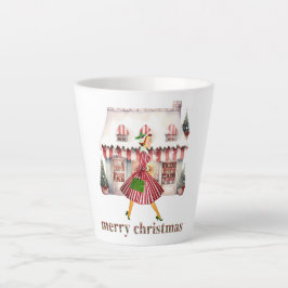 1950 Weihnachten Vintage Lady Shopping Milchtasse