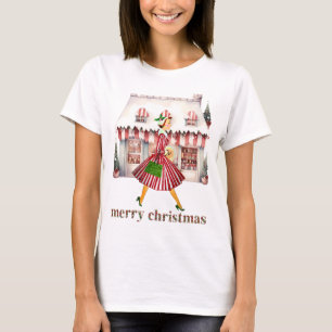 1950 Weihnachten Vintage Lady Shopping T-Shirt