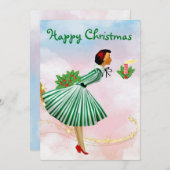 1950 Weihnachtsfrau Feiertagskarte (Vorne/Hinten)