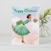 1950 Weihnachtsfrau Feiertagskarte (Stehend Vorderseite)