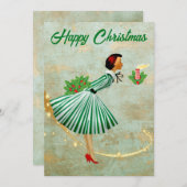 1950 Weihnachtsfrau Feiertagskarte (Vorne/Hinten)