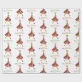 1950 Weihnachtsfrau Frohe Weihnachten Geschenkpapier (Flach)