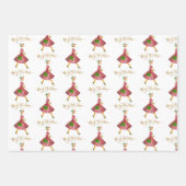 1950 Weihnachtsfrau Frohe Weihnachten Geschenkpapier Set (Vorderseite)