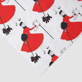 1950 Weihnachtsfrau mit Dog Wrapping Pape Seidenpapier (Detail)