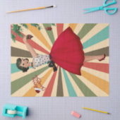 1950 Weihnachtsfrau mit Retro-Hintergrund Seidenpapier (Basteln)