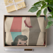 1950 Weihnachtsfrau mit Retro-Hintergrund Seidenpapier (Geschenk)