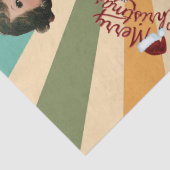 1950 Weihnachtsfrau mit Retro-Hintergrund Seidenpapier (Detail)