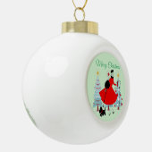 1950 Weihnachtsfrau mit schottischer Terrior Keramik Kugel-Ornament (Links)