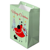 1950 Weihnachtsfrau mit schottischer Terrior Mittlere Geschenktüte (Rückseite Schrägansicht)
