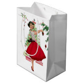 1950 Weihnachtsfrau mit Weihnachtsbaum Mittlere Geschenktüte (Rückseite Schrägansicht)