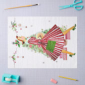 1950 Weihnachtsfrau mit Weihnachtsbaum Seidenpapier (Basteln)