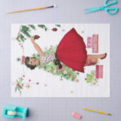 1950 Weihnachtsfrau mit Weihnachtsbaum Seidenpapier (Basteln)