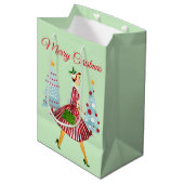 1950 Weihnachtsfrau Mittlere Geschenktüte (Vorderseite Schrägansicht)